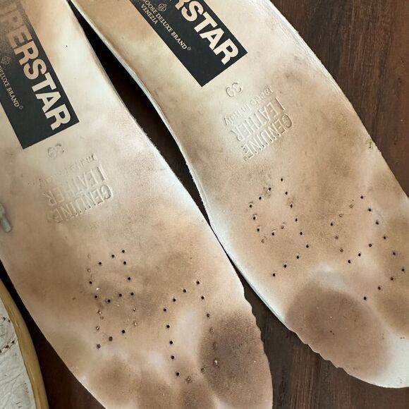 GOLDEN GOOSE Men's Super-Star w Perforated Star White/Taupe Leather/Suede - Picture 10 of 14